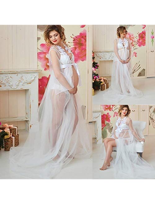 Hemlock Maternity Photoshoot Dress Sexy Lace See Through Dress Pregnancy Photography Gown Dress