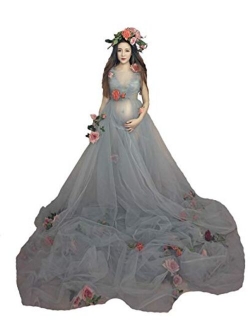 Maternity Transparent High Waist Wedding Dress Sleeveless Gown Yarn Skirt for Photos Shoot