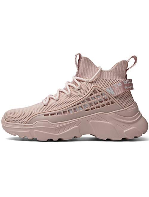 XIDISO Women Fashion Sneakers Running Laces Walking Athletic Shoes Outdoor Team Casual Sports Lightweight Breathable Comfortable Stylish