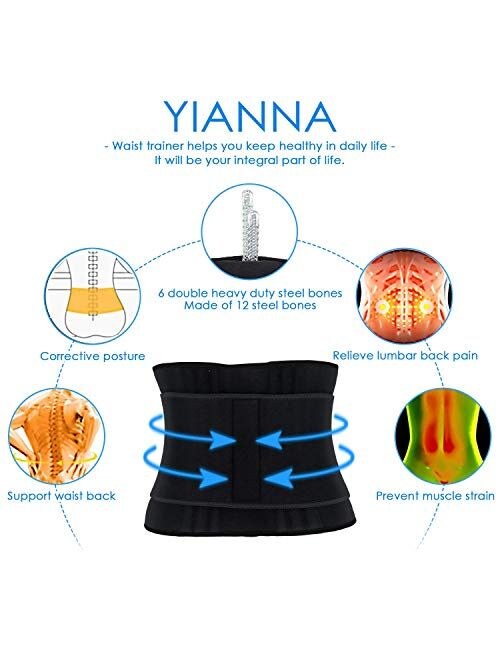 YIANNA Waist Trainer Belt for Women Waist Trimmer Eraser Belly Band Body Shaper Sports Girdles