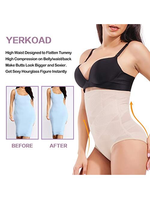 YERKOAD Shapewear for Women Waist Trainer Tummy Control Butt Lifter Panties Hi-Waist Short Stomach Body Shaper Cincher Girdle