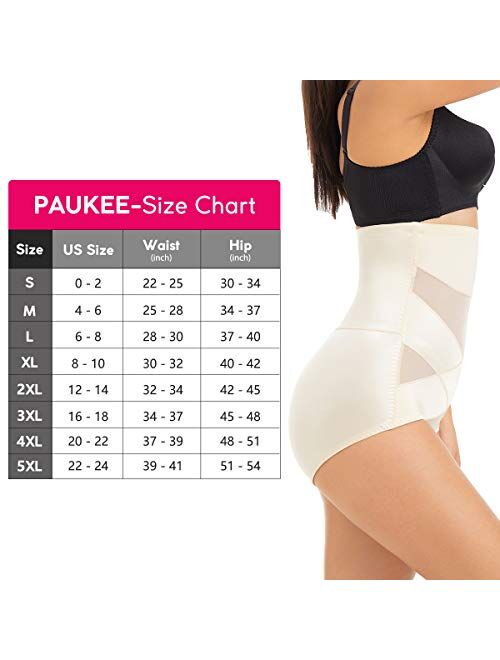 PAUKEE Women Shapewear Slimmer Body Shaper Hi-Waist Tummy Control Compression Butt Lifter Panties Girdle