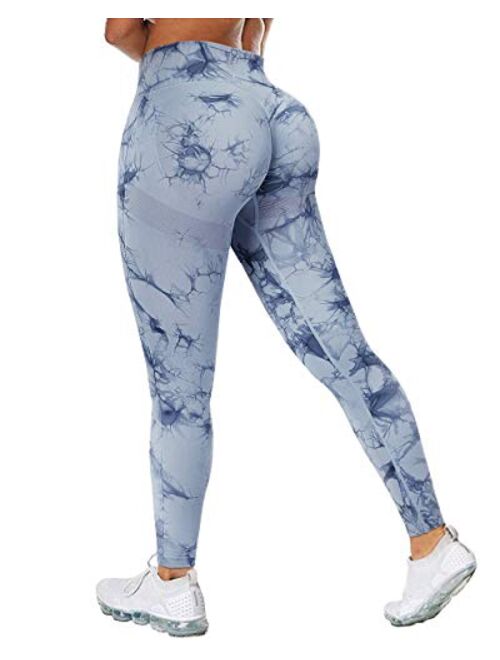 MOSHENGQI Ruched Butt Lifting High Waist Textured Yoga Pants Tummy Control Workout Leggings