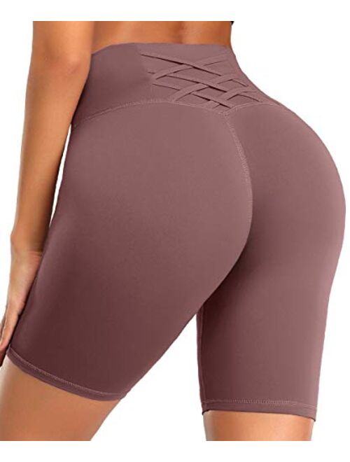 GILLYA Yoga Shorts for Women High Waist Biker Shorts Tummy Control Compression Running Shorts Booty Leggings Butt Lift