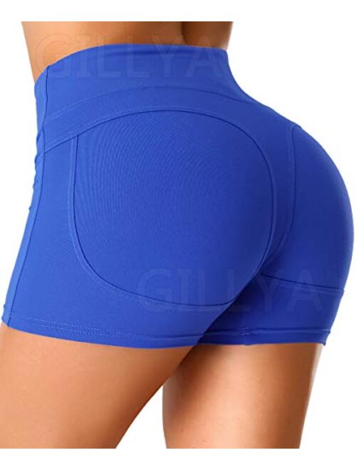 GILLYA Yoga Shorts for Women High Waist Biker Shorts Tummy Control Compression Running Shorts Booty Leggings Butt Lift