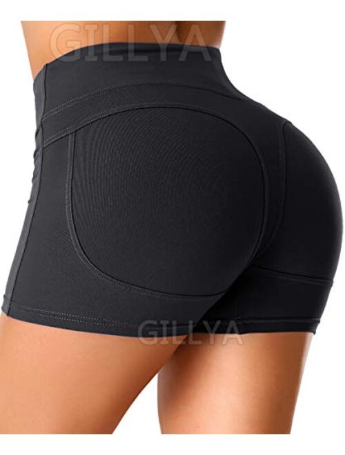 GILLYA Yoga Shorts for Women High Waist Biker Shorts Tummy Control Compression Running Shorts Booty Leggings Butt Lift