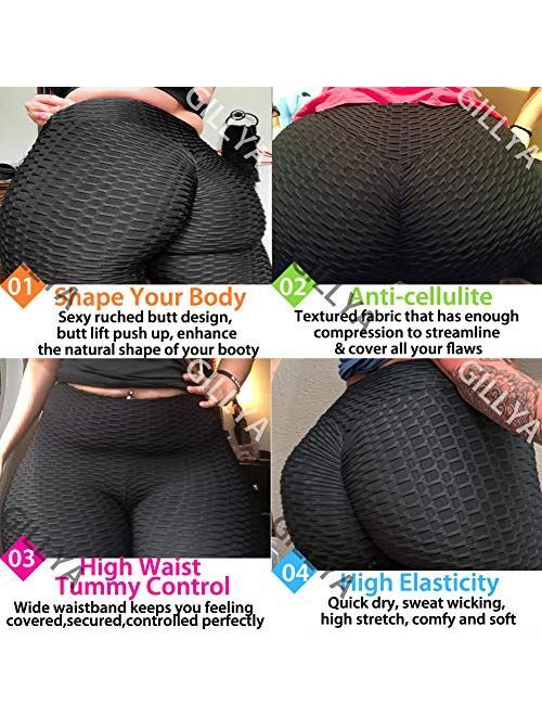 Buy GILLYA Booty Yoga Pants Women High Waisted Ruched Butt Lift Textured  Scrunch Leggings Booty Tights online