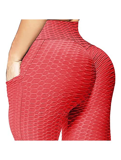 GILLYA Booty Yoga Pants Women High Waisted Ruched Butt Lift Textured Scrunch Leggings Booty Tights