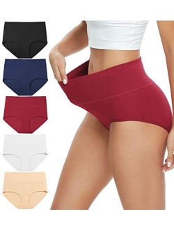 ALTHEANRAY Womens Underwear Cotton Briefs - High Waist Tummy Control Panties for Women Postpartum Underwear Soft