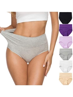 ALTHEANRAY Womens Underwear Cotton Briefs - High Waist Tummy Control Panties for Women Postpartum Underwear Soft