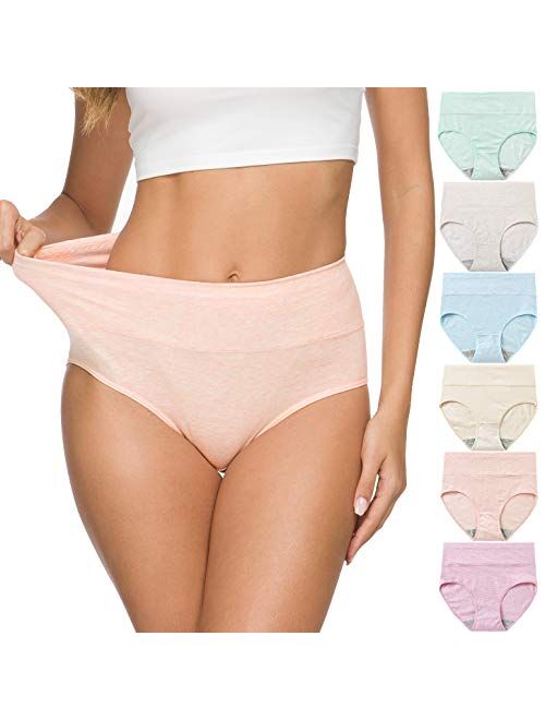 ALTHEANRAY Womens Underwear Cotton Briefs - High Waist Tummy Control Panties for Women Postpartum Underwear Soft