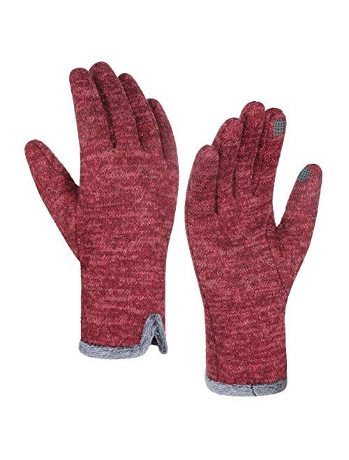 Achiou Gloves for Women Winter Touchscreen Warm Soft Comfortable Elastic Fluff Lined Texting Glove for Traveling, Working