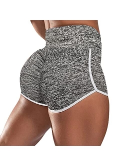 Women's High Waisted Workout Scrunch Bottom Shorts Pants Ruched Yoga Shorts Butt Lift Trousers