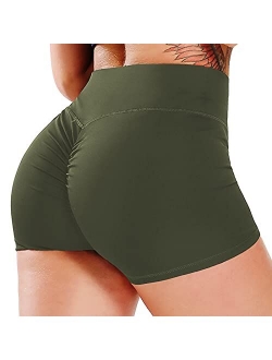 Women's High Waisted Workout Scrunch Bottom Shorts Pants Ruched Yoga Shorts Butt Lift Trousers