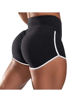 Women's High Waisted Workout Scrunch Bottom Shorts Pants Ruched Yoga Shorts Butt Lift Trousers