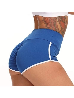 Women's High Waisted Workout Scrunch Bottom Shorts Pants Ruched Yoga Shorts Butt Lift Trousers