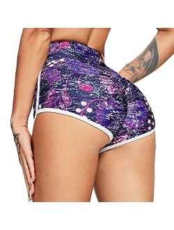 Women's High Waisted Workout Scrunch Bottom Shorts Pants Ruched Yoga Shorts Butt Lift Trousers