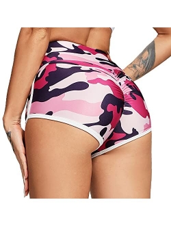 Women's High Waisted Workout Scrunch Bottom Shorts Pants Ruched Yoga Shorts Butt Lift Trousers