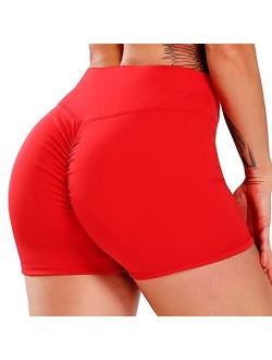 Women's High Waisted Workout Scrunch Bottom Shorts Pants Ruched Yoga Shorts Butt Lift Trousers