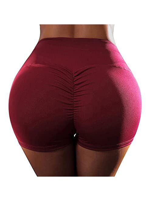 FITTOO Women's High Waisted Workout Scrunch Bottom Shorts Pants Ruched Yoga Shorts Butt Lift Trousers