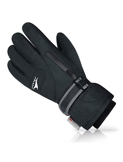 Achiou Ski Snow Gloves for Winter Waterproof & Windproof Men Warm Thermal Insulation Plus Size