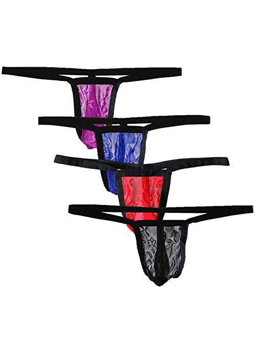 Arjen Kroos Men's Sexy Lace G-String Thong Underwear Low Rise T-Back Bikini Panties