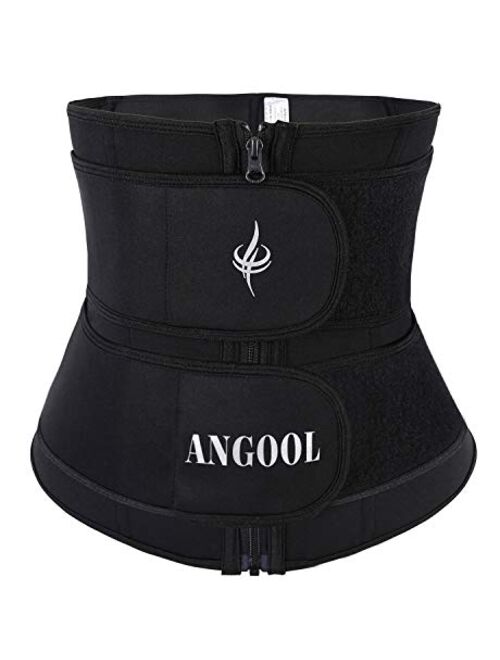 ANGOOL Neopren Waist Trainer for Women,Workout Plus Size Trimmer Belt Sauna Sweat Corset Cincher with Zipper