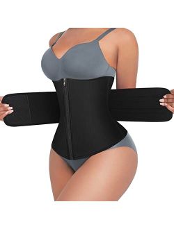 Waist Trainer for Women Plus Size 7 Steel Bones Neoprene Sauna Workout Girdle Zipper Waist Cincher Trimmer Belt