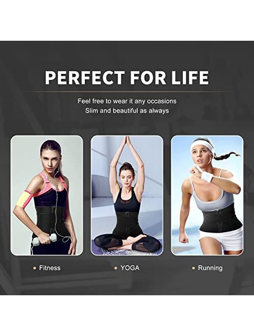 FeelinGirl Waist Trainer for Women Plus Size 7 Steel Bones Neoprene Sauna Workout Girdle Zipper Waist Cincher Trimmer Belt