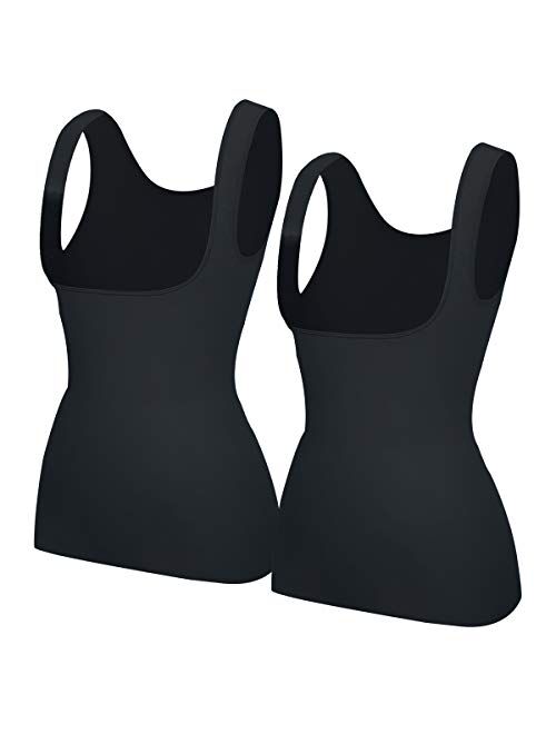 EUYZOU Women's Underbust Shapewear Tank Tops - Seamless Tummy Control Compression Camisole Tops Slimming Tank