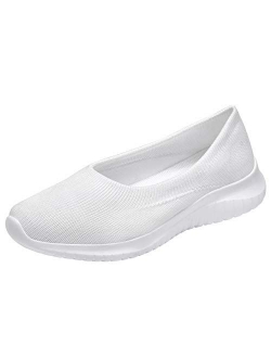 konhill Women's Tennis Walking Shoes Breathable Casual Work Slip-on Sneakers