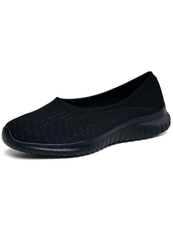 konhill Women's Tennis Walking Shoes Breathable Casual Work Slip-on Sneakers