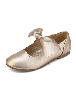 Girls Ballerina Flats Mary Jane Front Bow Dress Shoes