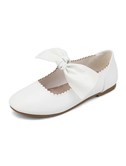 Girls Ballerina Flats Mary Jane Front Bow Dress Shoes