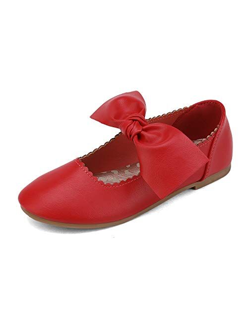 DREAM PAIRS Girls Ballerina Flats Mary Jane Front Bow Dress Shoes