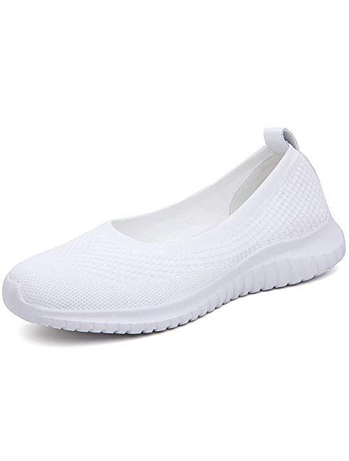 konhill Women's Comfortable Walking Shoes - Tennis Athletic Casual Slip On Sneakers