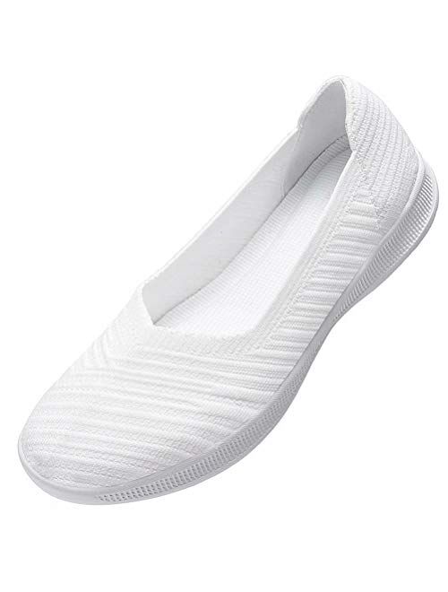 konhill Women's Slip on Flat-Comfy Walking Nurse Shoes