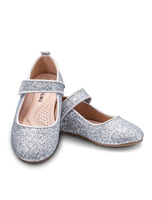 ADAMUMU Flower Girls Dress Shoes Toddler Ballerina Flats Mary Jane Slip on Shoes in Wedding Party Holiday Wearing