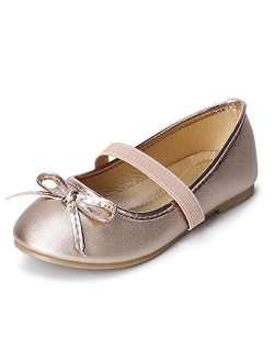 SANDALUP Girls Flats Slip-on Ballet Flats with Elastic Strap and Bow Knot