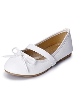 SANDALUP Girls Flats Slip-on Ballet Flats with Elastic Strap and Bow Knot
