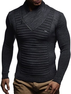 Mens Knitted Pullover | Long-sleeved slim fit shirt | Basic winter sweatshirt with shawl collar for Men