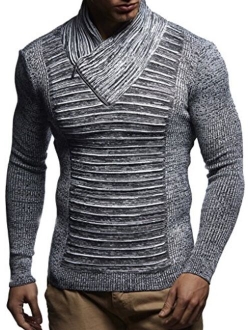 Mens Knitted Pullover | Long-sleeved slim fit shirt | Basic winter sweatshirt with shawl collar for Men