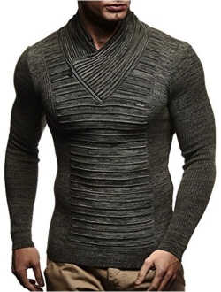 Mens Knitted Pullover | Long-sleeved slim fit shirt | Basic winter sweatshirt with shawl collar for Men