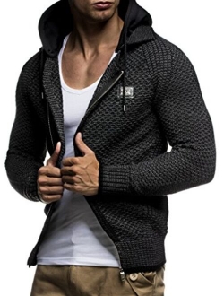 Mens Full Zip Cardigan | Long-sleeved slim fit Knitwear | Basic casual full zipped winter hoodie for Men