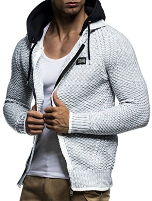 Leif Nelson Men’s Full Zip Cardigan | Long-sleeved slim fit Knitwear | Basic casual full zipped winter hoodie for Men