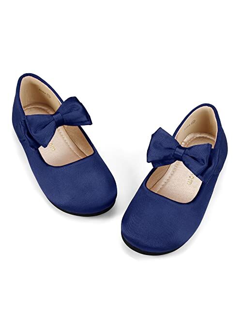 HEHAINOM Toddler/Little Girls Alisa Mary Jane Dress Shoes Flower Girl Ballet Flats with Bow for Party School