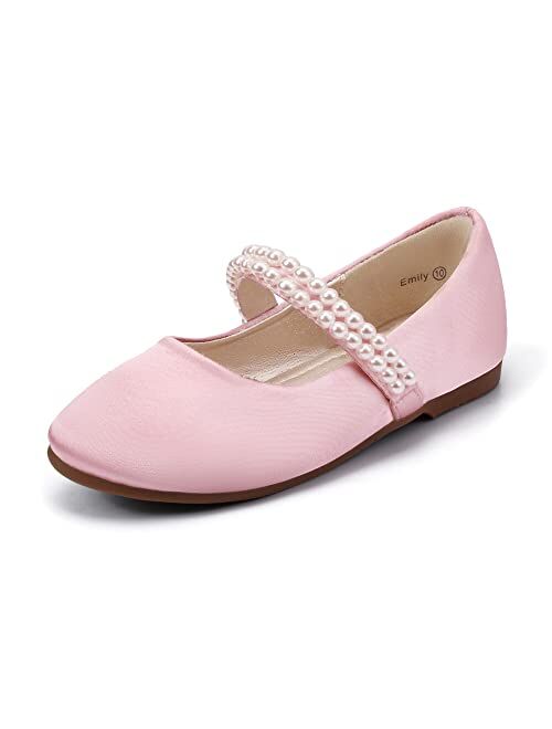 HEHAINOM Toddler/Little Girls Alisa Mary Jane Dress Shoes Flower Girl Ballet Flats with Bow for Party School