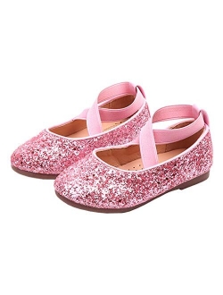 Little Girls Shiny Sequins Dance Ballet Flats Slip On Princess Dress Shoes