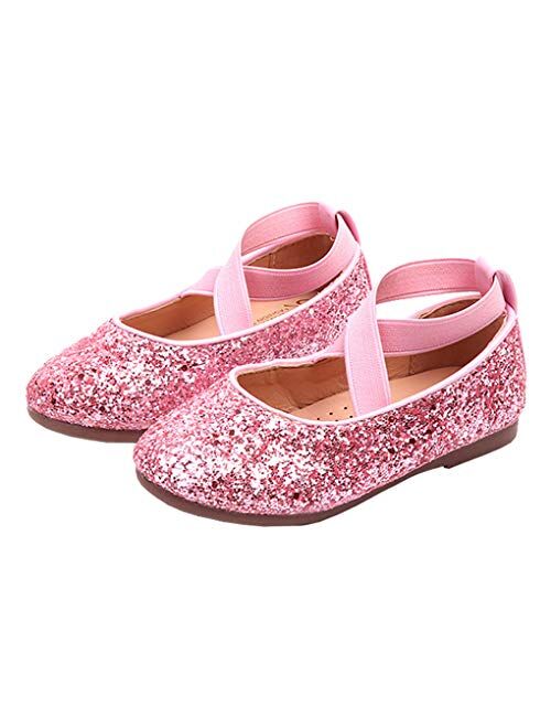 Little Girls Shiny Sequins Dance Ballet Flats Slip On Princess Dress Shoes