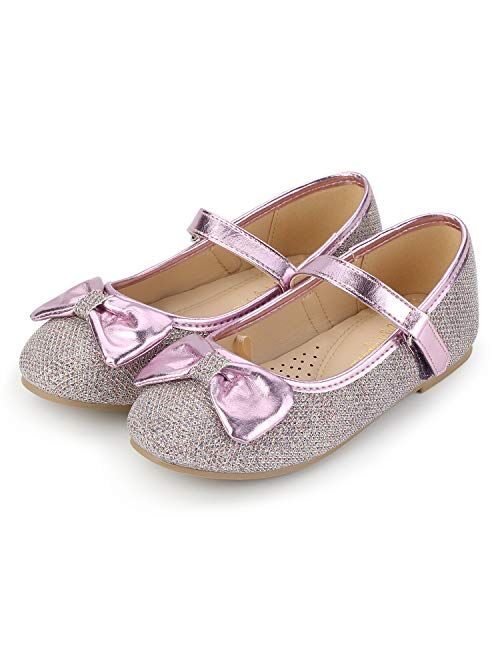 K KomForme Toddler Girls Flat Shoes Non-Slip Soft Ballet Mary Jane Walking Shoes